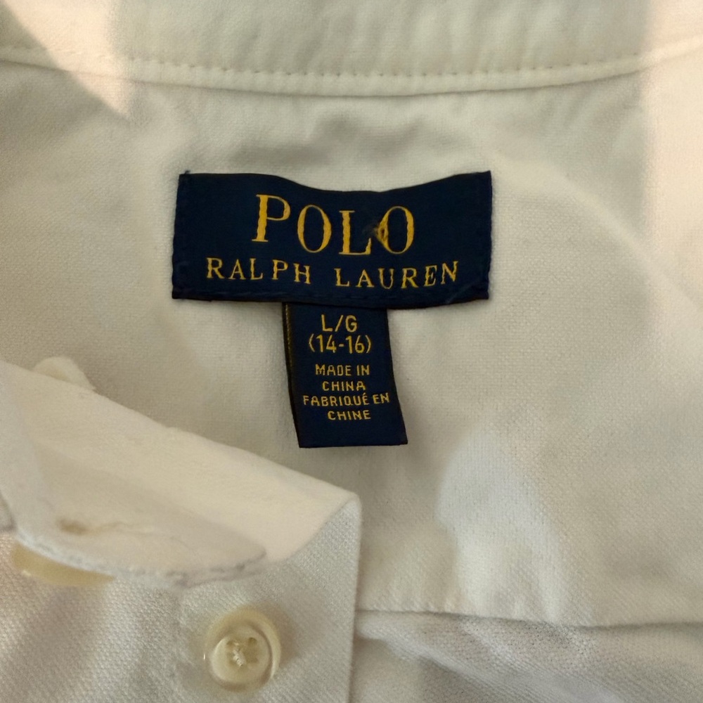 Polo Ralph Lauren White Button Down Embroidered Shirt Large 14-16 Pastel/Easter - Picture 3 of 7